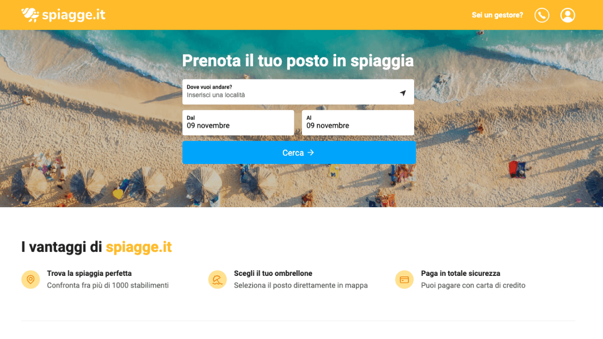 Ombrelloni visibili nel sito numero 1 in Italia